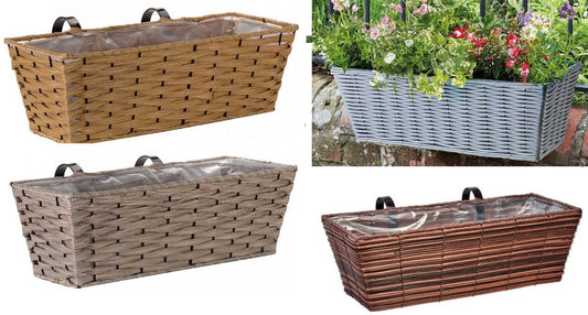 19" inch 48cm Bari Faux Durable Rattan Planter - This planter comes in soft grey, sand, chestnut  or slate colour