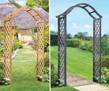 Load image into Gallery viewer, Garden Archways Metal or Woodland Arch - Powder coated Black, Slate or Tan
