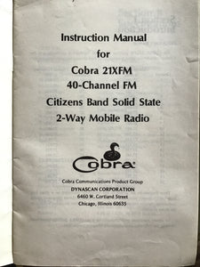 Cobra communications, citizen band, CB2 way radio Mobile radio 20 1XFM 40 channel FM manual