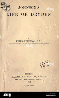Johnson's life of Dryden,: By Peter Peterson [Unknown Binding] Johnson, Samuel