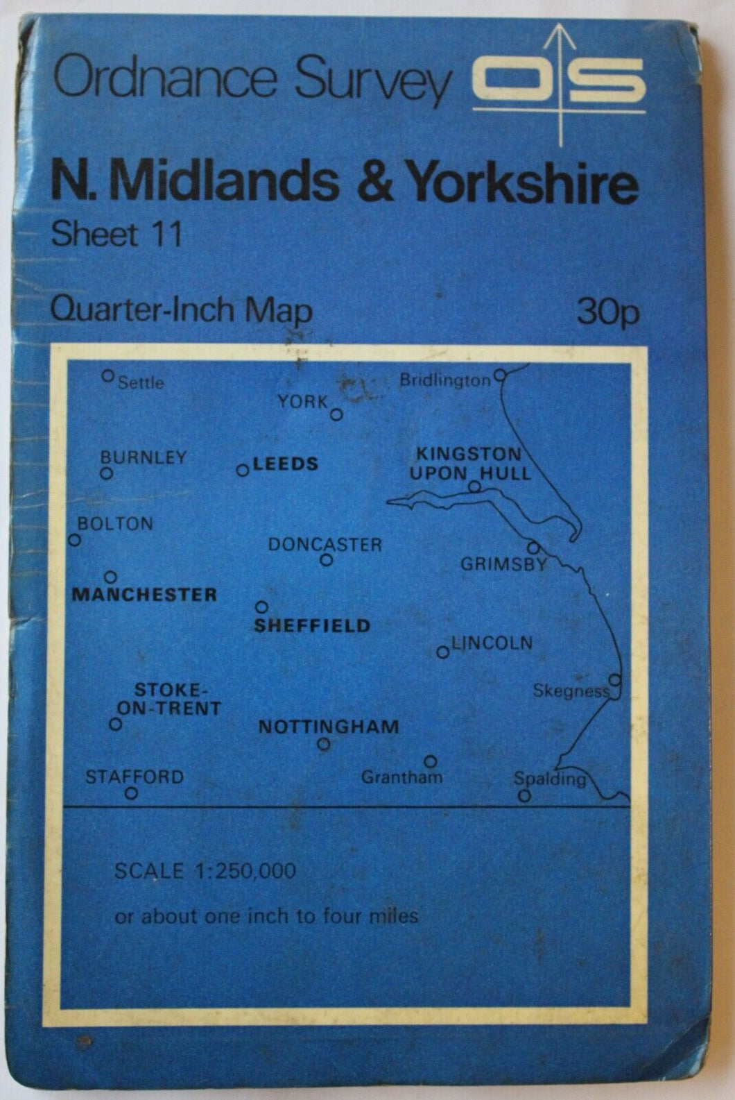 Ordnance Survey Quarter-Inch Map of Great Britain Sheet 11 N. Midlands & Yorkshire - Folding map