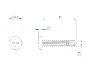 No.12 5.5mm x 50mm Self Drilling Pozi Pan Head Screws (DIN 7504M Z) - Black Stainless Steel (A2)