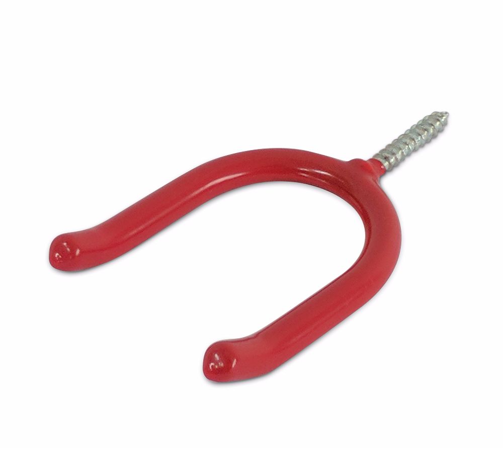 Red PVC Covered Tool Hook - Heavy duty tool hanger - Ideal for shovels, forks and spades 110mm x 50mm