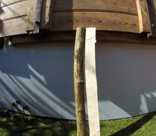 Load image into Gallery viewer, 2 x SPLIT POSTS 90cm (3ft) Hazel 50mm (2") x 25mm (1") diameter Hazel rustic country poles.  - Natural Fresh cut
