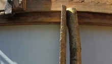 Load image into Gallery viewer, 2 x SPLIT POSTS 90cm (3ft) Hazel 50mm (2") x 25mm (1") diameter Hazel rustic country poles.  - Natural Fresh cut

