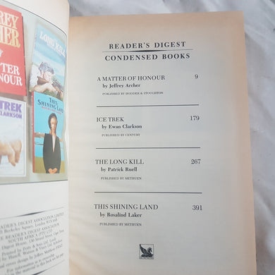 A matter of honour. Ice trak. the long kill. The Shining land. reader's Digest.  Condensed books.