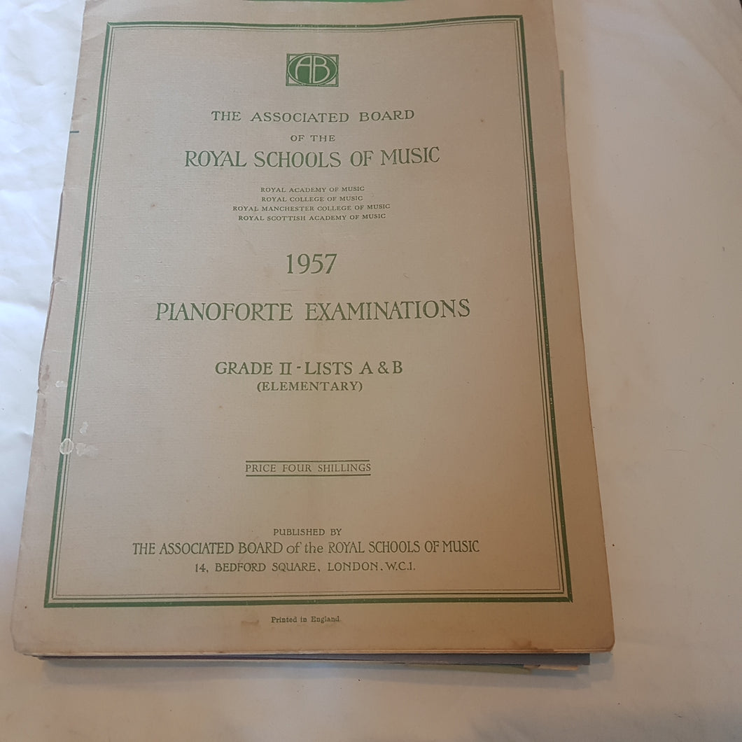 The Associated Board of the Royal schools of music 1957 pianoforte examinations grade two lists A and B sheet music