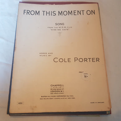 From this moment on song from the film Kiss Me Kate Cole Porter sheet music