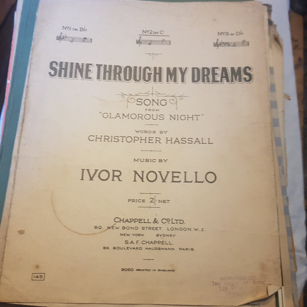 Shine through my dreams glamorous night Christopher Hassall Ivor Novello sheet music