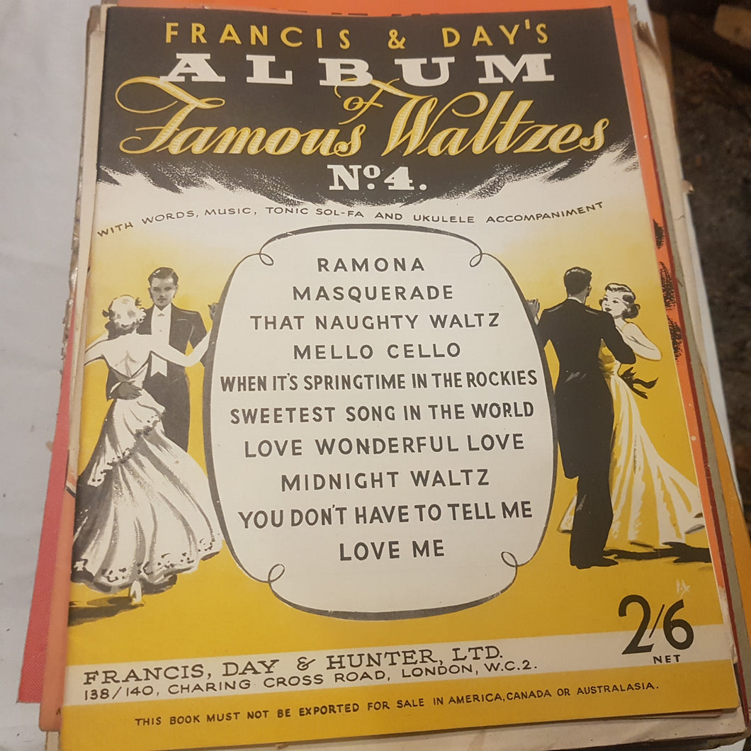 Francis and Day's album of famous waltzes number 4 sheet music