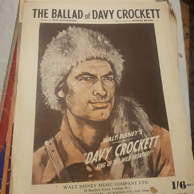 The Ballad of Davy Crockett Tom Blackburn George bruns Walt Disney sheet music