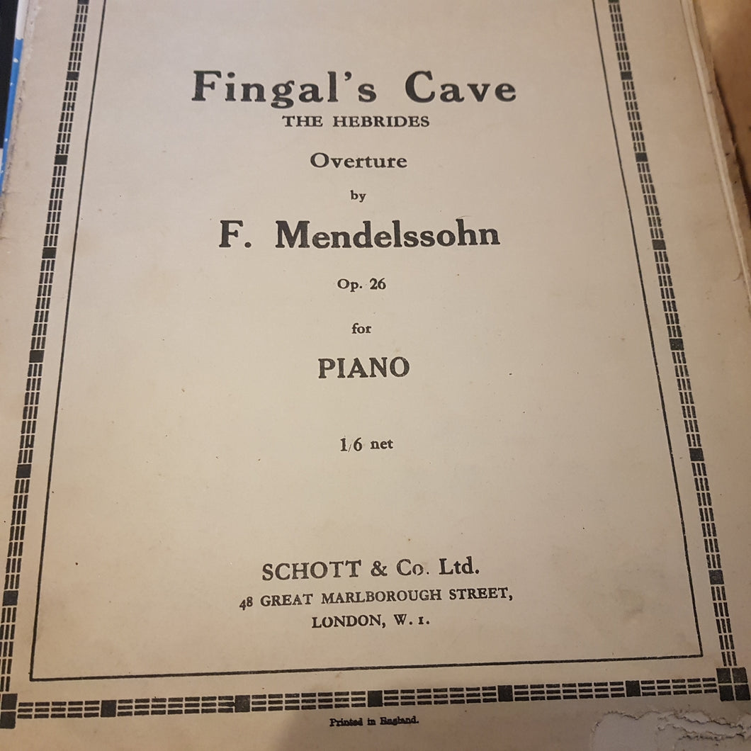 Fingal's Cave the Hebrides Overture. F Mendelssohn. OP 26 for piano music sheet
