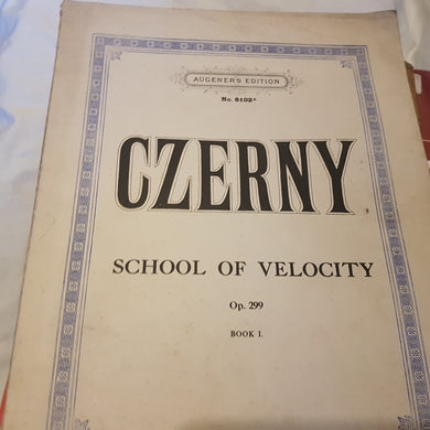 Czerny. Augener's edition. No 8102A. School of velocity. Op. 299 book 1. Music sheet
