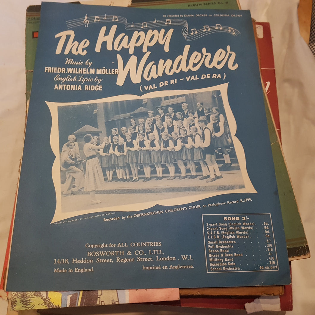 The happy Wanderer music sheet. Möller. Ridge.