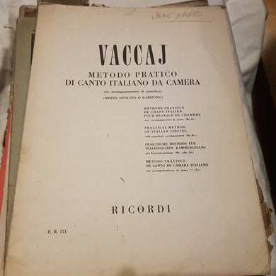 Vaccaj Metodo Pratico Di Canto Italiano Da Camera. Music sheet.