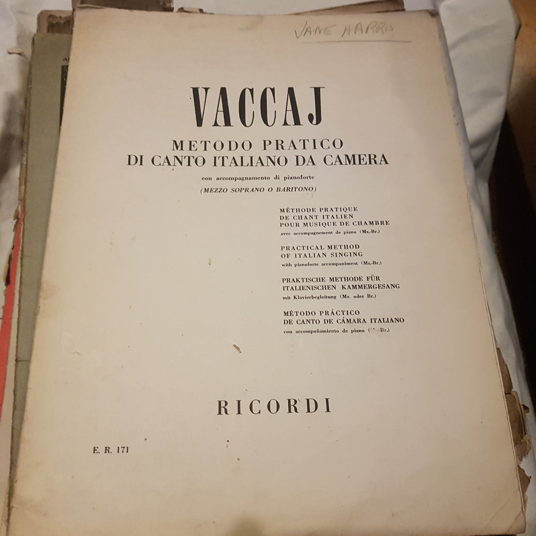 Vaccaj Metodo Pratico Di Canto Italiano Da Camera. Music sheet.