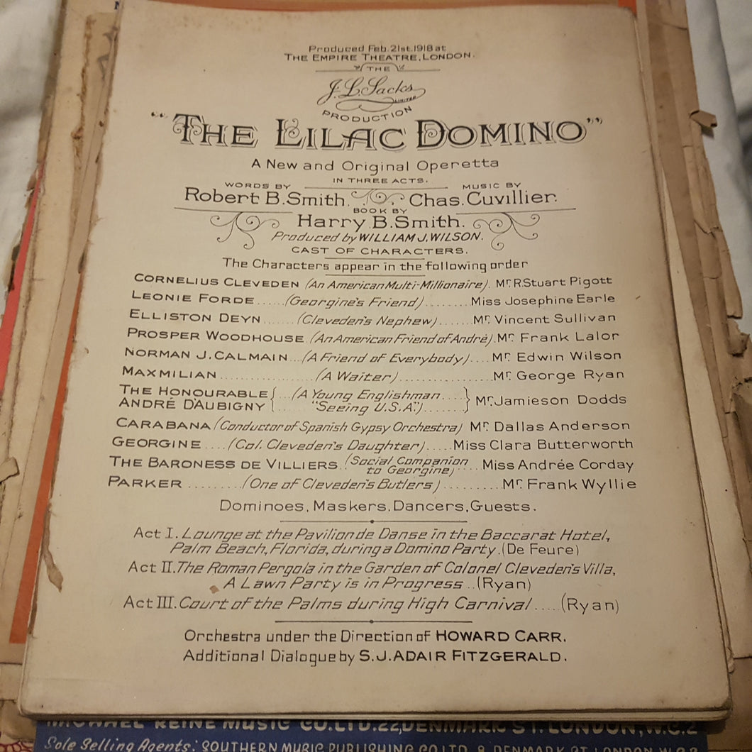 The lilac domino Robert Smith. Chase Cuvillier. Music sheets