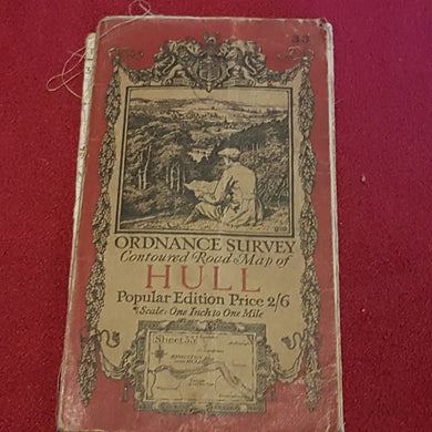 Ordnance Survey contoured road map of Hull 1 in 1 mile 1924