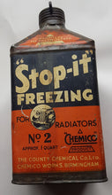 Load image into Gallery viewer, Chemico Can &quot;Stop-it&quot; Freezing - Quart Size - For Radiators No 2 Approx 1 Quart (Empty) 1920-1930
