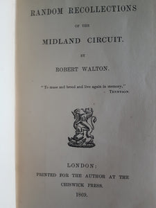 Random Recollections Of The Midland Circuit. 1869 [Hardcover] Walton, Robert