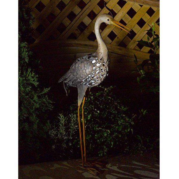 Heron Ornament - Solar Silhouette Heron - Smart Solar light