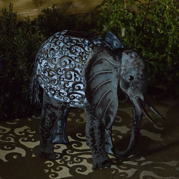 Silhouette Elephant - garden and home lantern light. Solar powered - 34 x 23.5 x 38 cm - Smart Solar