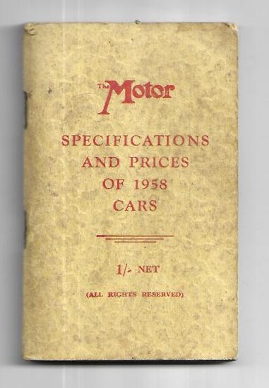 The Motor Specifications and Prices of 1958 and Foreign Cars [Paperback] The Motor