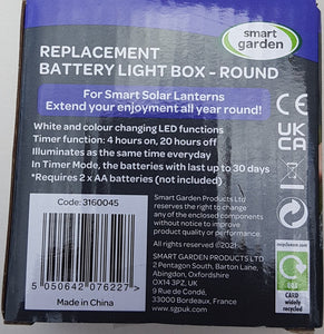 Replacement Battery Light Box, Round, Clip Strip. Bring your solar Light indoors.