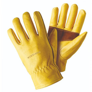 Briers Ultimate Golden Leather Sizes Medium 8 and Large Size 9 - Professional gardening safety work Gloves