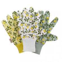 Load image into Gallery viewer, Sicilian Lemon Cotton Grips Gloves Medium Size 8 Triple Pack -Three pairs Gardening safety
