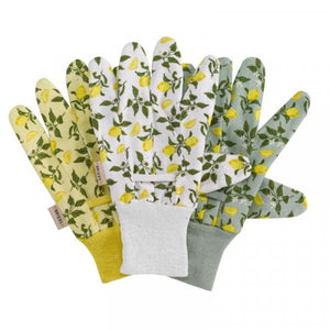 Sicilian Lemon Cotton Grips Gloves Medium Size 8 Triple Pack -Three pairs Gardening safety