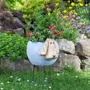 Woodstone Dog Planter - Freestanding Planter - Flower bed, Flower pot
