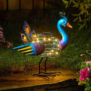 Peacock Spiralight - Solar Powered Light - Lights up as night falls.