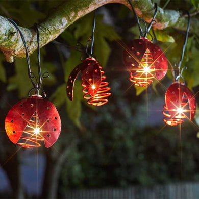 10 Ladybird Solar String Lights - Solar powered fairly lights in Ladybird casing