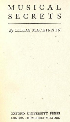 Musical secrets [Hardcover] MACKINNON, Lilias