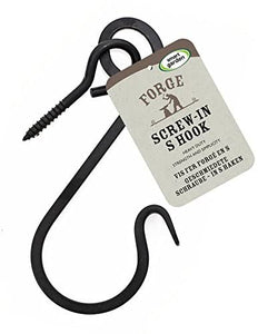 Forge S Hook Heavy Duty for Hanging Baskets & Bird Feeders - 15cm (6" (inch)) With screw attached.