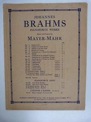piano BRAHMS 4 piano pieces op 119 Mayer-Mahr