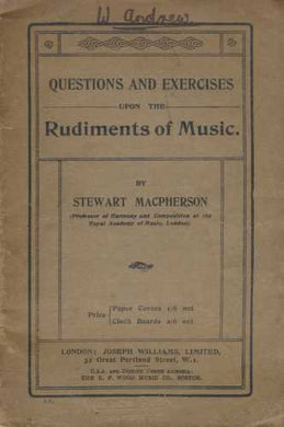 Questions and Exercises Upon the Rudiments of Music [Paperback] Macpherson, Stewart