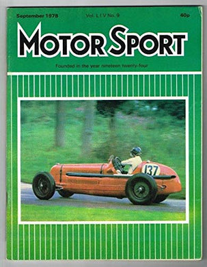 Motorsport Magazine Vol LIV No.9 September 1978 MBox1602 September 1978