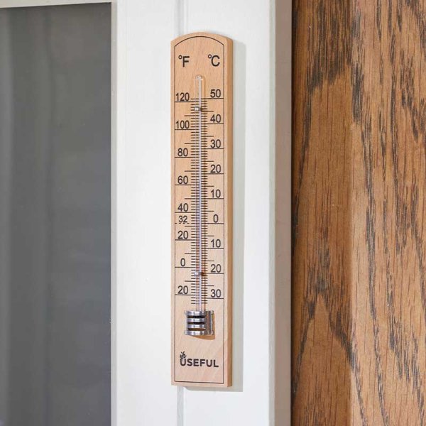Smart Garden - Useful - Wooden Wall Thermometer - Celsius and Fahrenheit 20cm x 3cm