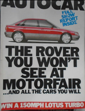 AUTOCAR 28 OCTOBER 1987, ROVER, MOTORFAIR, MITSUBISHI GALANT, RENAULT 25