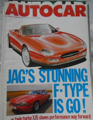 AUTOCAR 17 AUGUST 1988 JAGUAR F-TYPE, XJS, BMW ALIPINA, ASTON V8