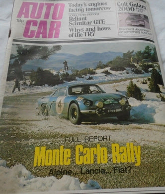 AUTOCAR 1 FEBRUARY 1975 RELIANT SCIMITAR GTE, TR7, COLT GALANT 2000. MONTE CARLO