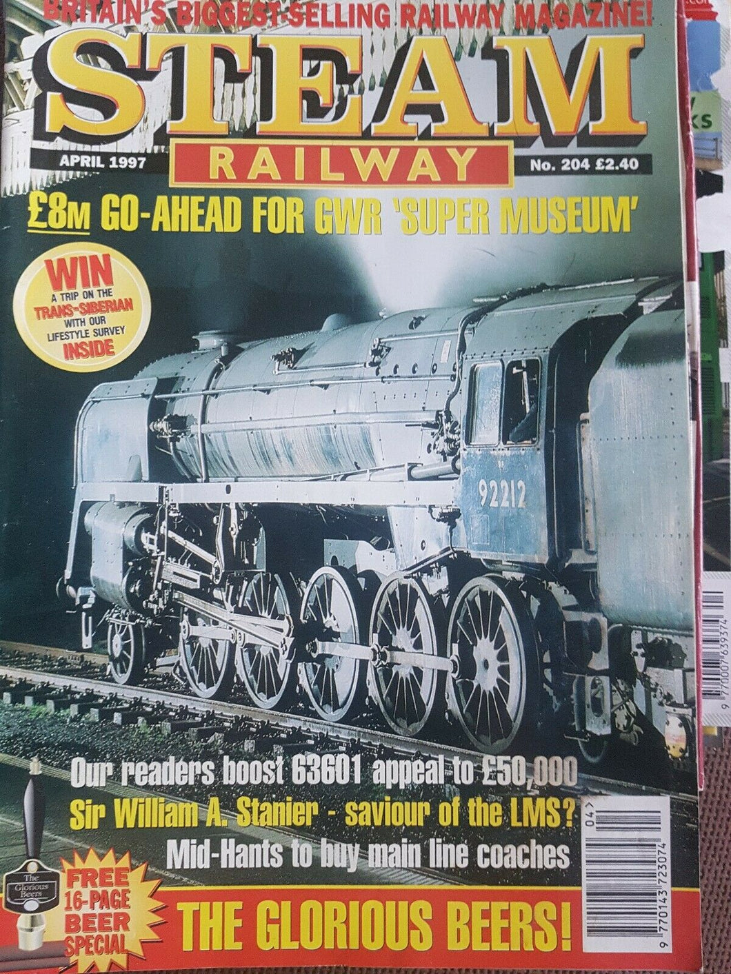 Steam Railway Apr 1997 GWR Super Museum 63601 Stanier