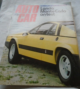 AUTOCAR 1 NOVEMBER 1975. LANCIA MONTE CARLO - MOTOR SHOW REVIEW