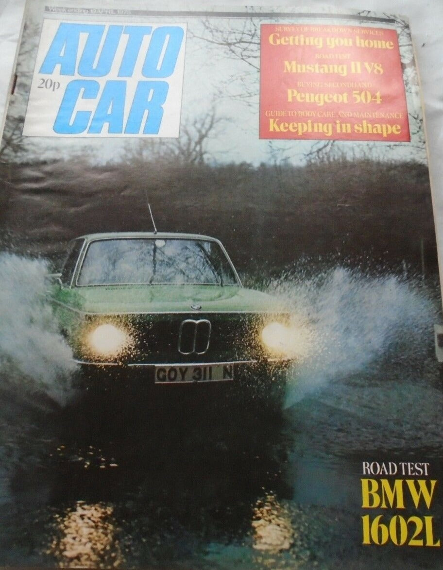 AUTOCAR 19 APRIL 1975. MUSTANG II V8, PEUGEOT 504. BMW 1602L.