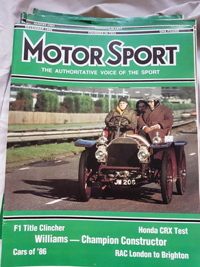 Motorsport December 1986 please see second image for contents