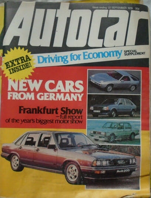 AUTOCAR 22 SEPTEMBER 1979 - FRANKFURT SHOW - AUDI 200