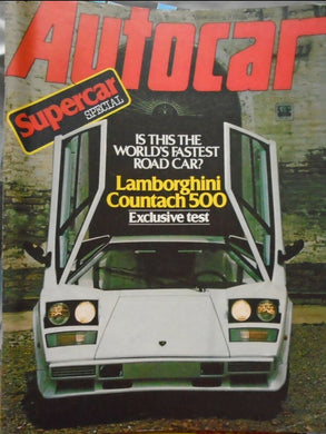 AUTOCAR 9 OCTOBER 1982 - SUPERCAR SPECIAL - LAMBORGHINI COUNTACH 500, MONDIAL