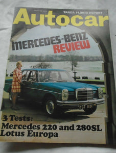 AUTOCAR 9 MAY 1968 - TARGA FLORIO - MERCEDES 220 280SL - LOTUS EUROPA